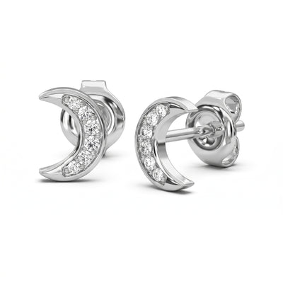 Crescent Moon  Stud Earrings in Flaneur 925 Silver
