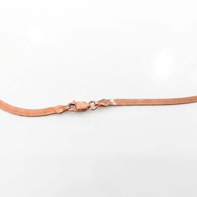 Rose Gold Herringbone Chain for Women Flat Snake Fine Silver Necklace