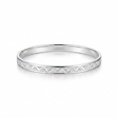 Chevron Frost Hand-Engraved Silver Kada