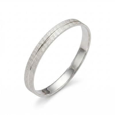 Satin-Frost Channeled Silver Kada