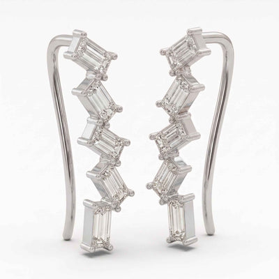 Baguette Zirconia Climber Earrings in Flaneur 925 Silver