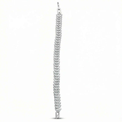 Zirconia Laurel Leaf Fine Silver Sparkling Marquise Bracelet