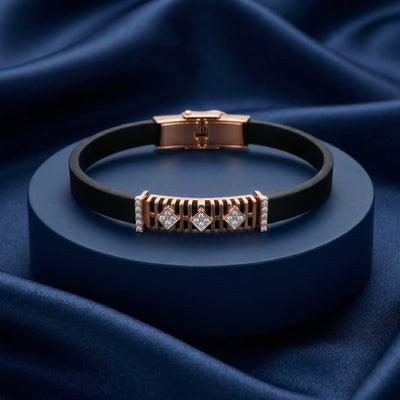 Rose Gold & Pavé Zirconia Silicone Band Bracelet