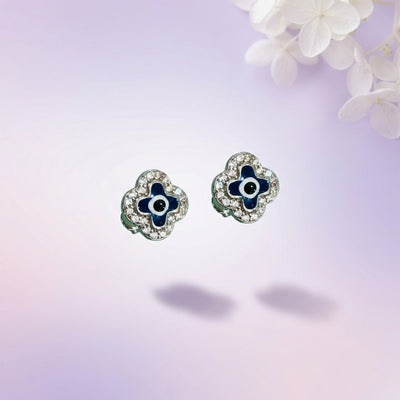 Evil Eye Halo Stud Sparkling  Earrings