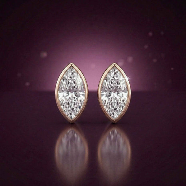 92.5 Fine Silver Gold-Plated Marquise Zirconia Minimalist Stud Earrings - Flâneur Global® | FG | 925 Fine Silver Jewelry & Accessories