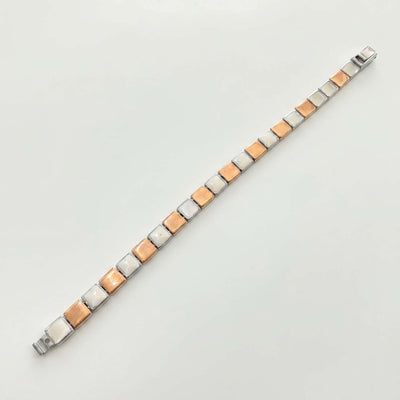 Dual-Tone Geometric Block Link Bracelet