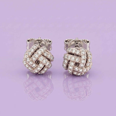 Pave Zirconia Love Knot Stud Earrings in Flaneur 925 Silver