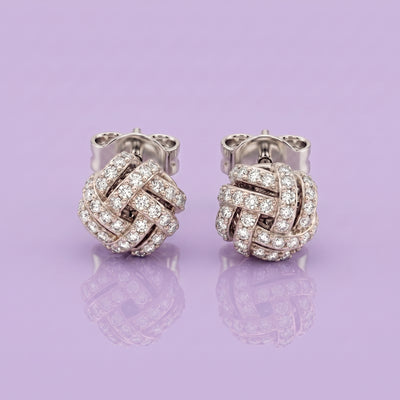Pave Zirconia Love Knot Stud Earrings