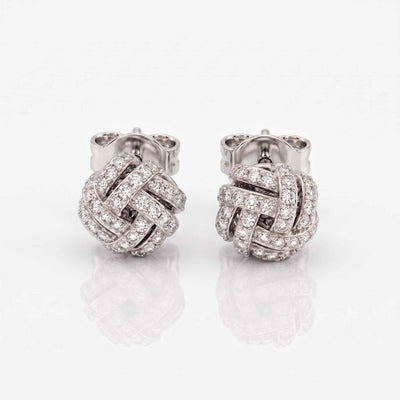 Pave Zirconia Love Knot Stud Earrings in Flaneur 925 Silver