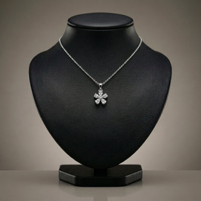 92.5 Fine Silver Sparkling Zirconia Floral Petal Pendant