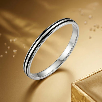 Black Enamel Parallel Silver Kada