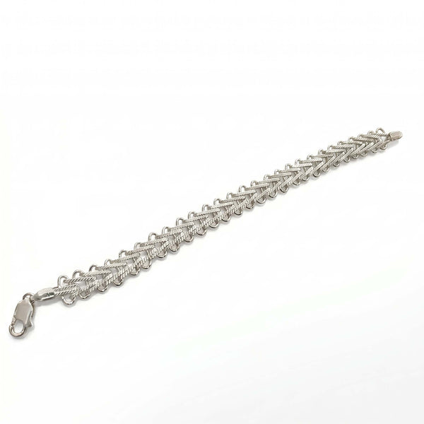 Textured Chevron Interwoven Silver Bracelet - Flâneur Global® | FG | 925 Fine Silver Jewelry & Accessories