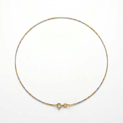 Two Tone Box Chain  for Women 925 Fine Silver Gold and Silver Minimalist