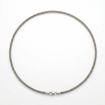 Elegant Oxidized Silver Mesh Chain for Women Sleek Woven Minimalist Fine Jewelry