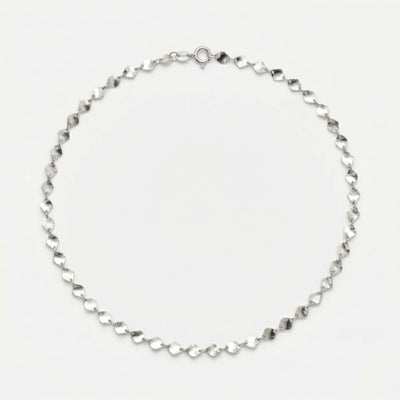 925 Fine Silver Diamond Cut Plate Link chain for Women Reflective Minimalist Necklace