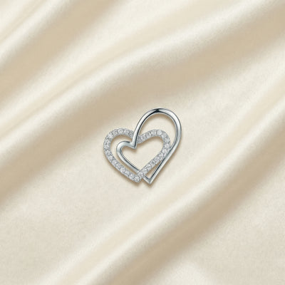 Sparkling Double Heart Pendant with Zirconia