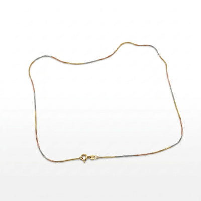 Tri-Color Box Chain for Women Fine Silver Minimalist Necklace
