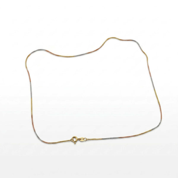 Tri-Color Box Chain for Women Fine Silver Minimalist Necklace - Flâneur Global® | FG | 925 Fine Silver Jewelry & Accessories