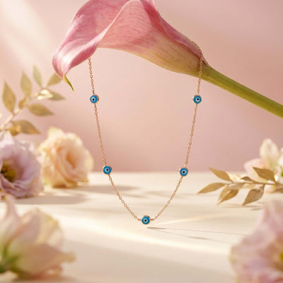 Blue Evil Eye Rose Gold Anklet – Adjustable Protection Charm Anklet