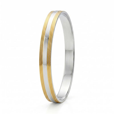Gold-Ribbed Triple-Channeled Silver Kada