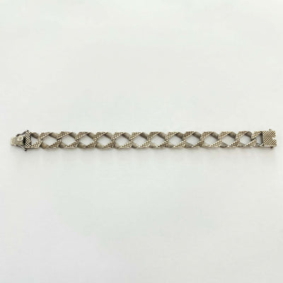 Textured Diamond-Pattern Curb Link Bracelet